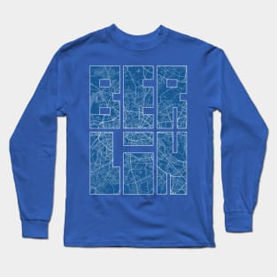 Berlin, Germany City Map Typography - Blueprint Long Sleeve T-Shirt
